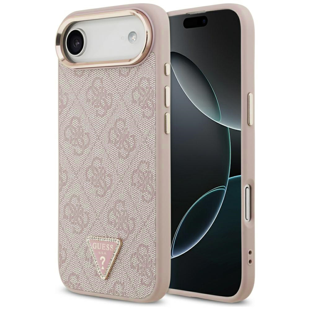 Калъф за iPhone 17 Air - Guess Hardcase 4G Triangle Triangle Logo MagSafe (GUHMP17MP4GTDGGMP) - Розов