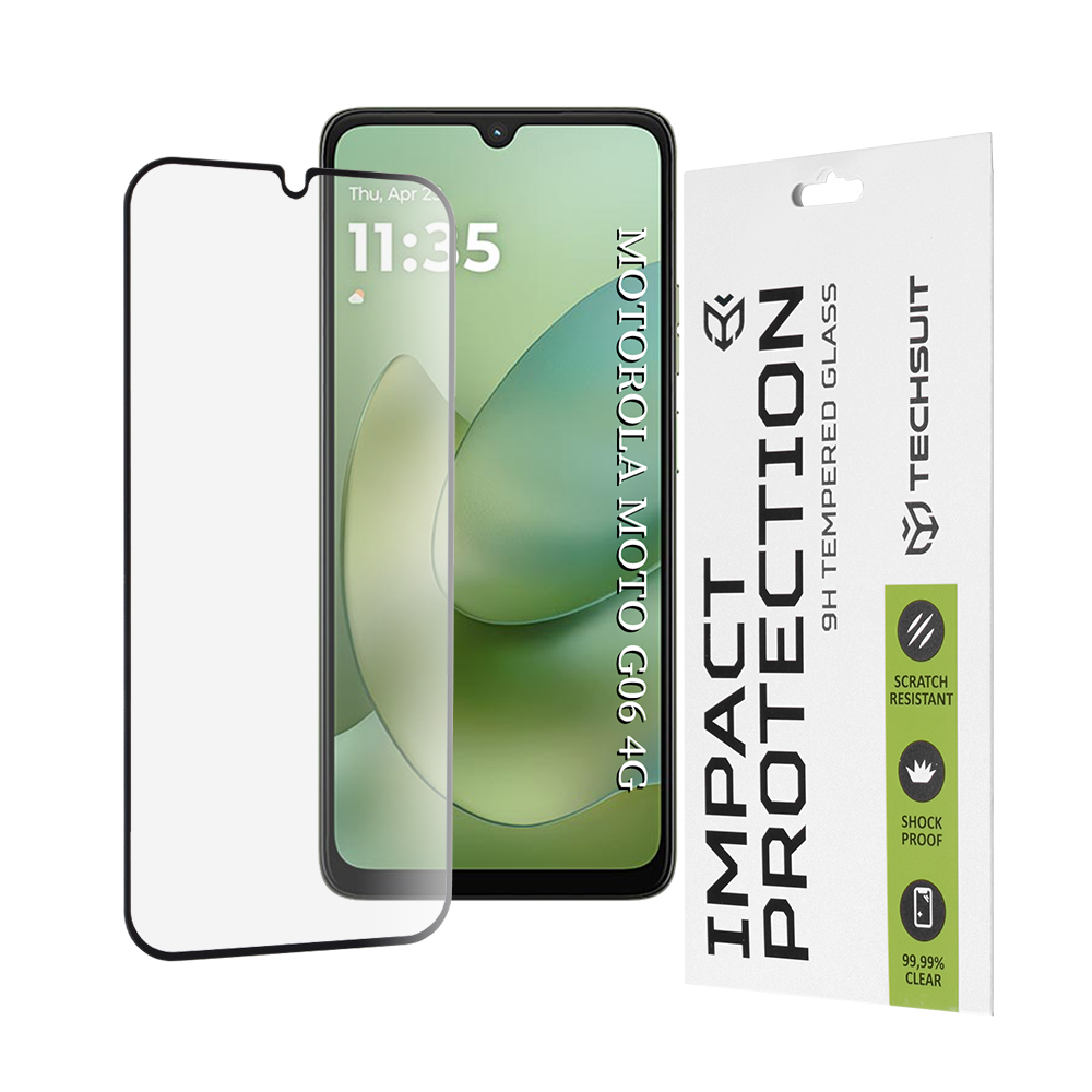 Капак за Motorola Moto G06 / Moto G06 Power - Techsuit 111D Full Cover / Full Glue Glass - Черен