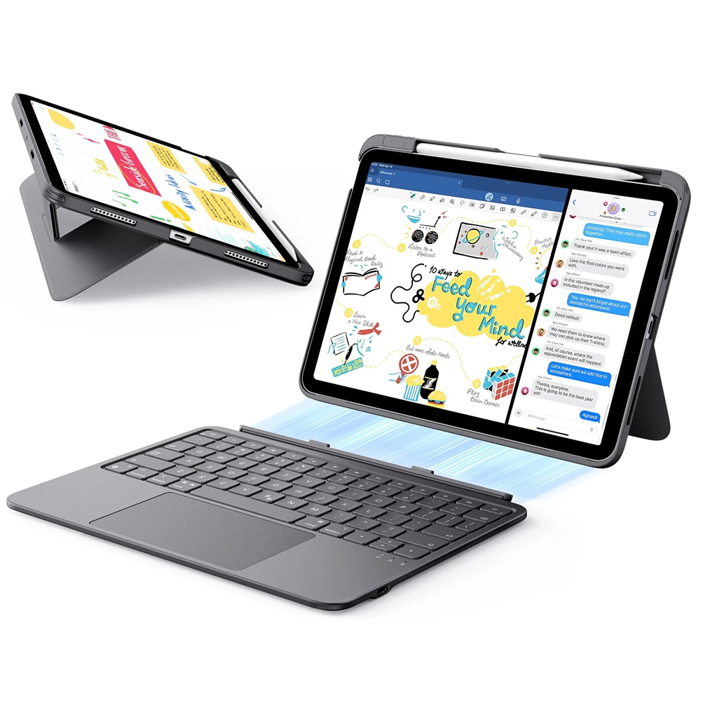 Калъф за iPad Air 4 (2020) / Air 5 (2022) / Air 11 (2024) / Air 11 (2025) / Air 11 (2026) - ESR Flex Keyboard Калъф за клавиатура - тъмно сив