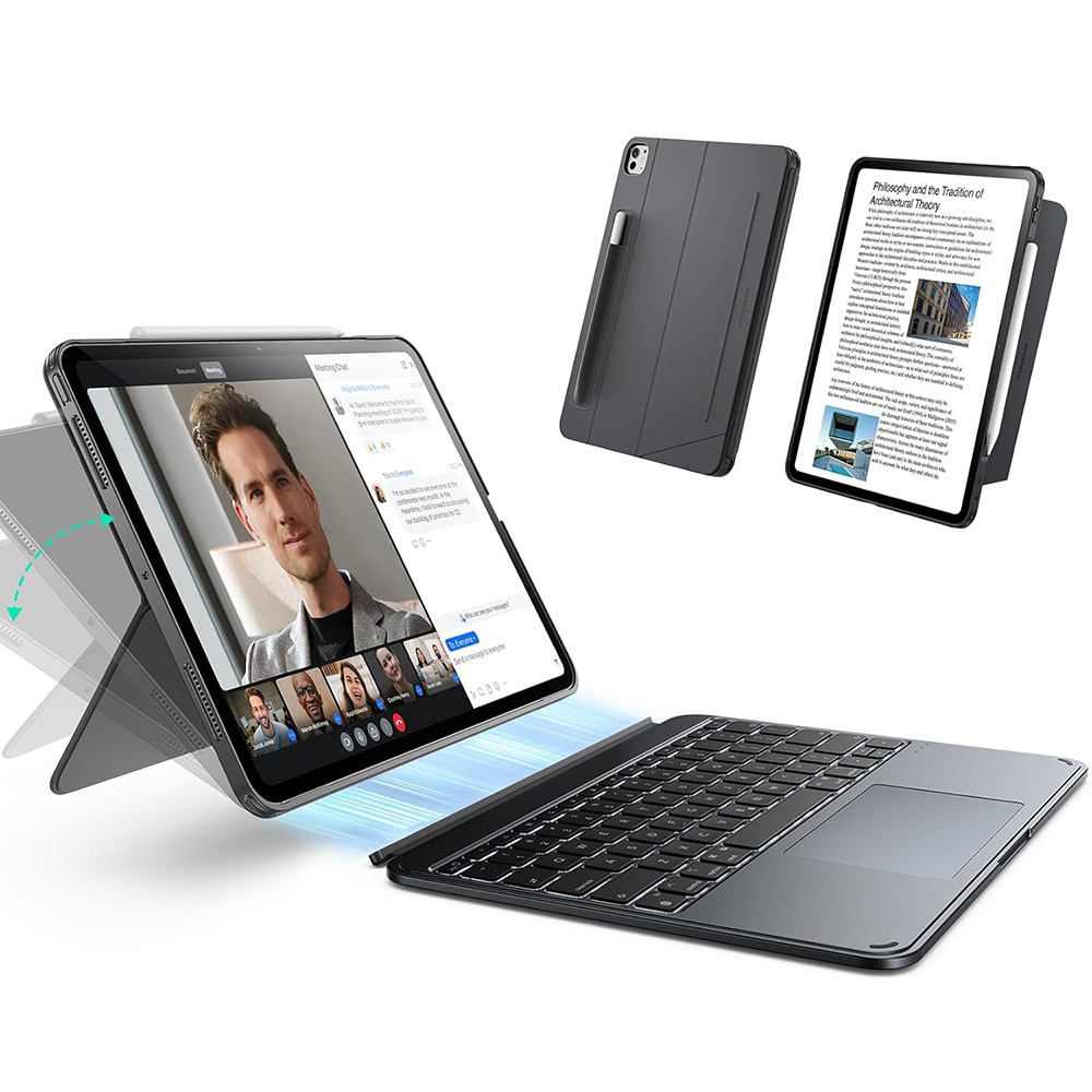 Калъф за iPad Pro 11 (2024) / iPad Pro 11 (2025) - ESR Shift Keyboard Калъф за клавиатура - Тъмносив