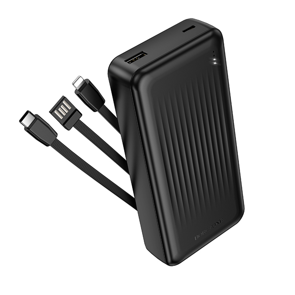 Външна батерия с USB-C кабели, Lightning и USB портове, Type-C - Borofone (BJ79A) - Черен