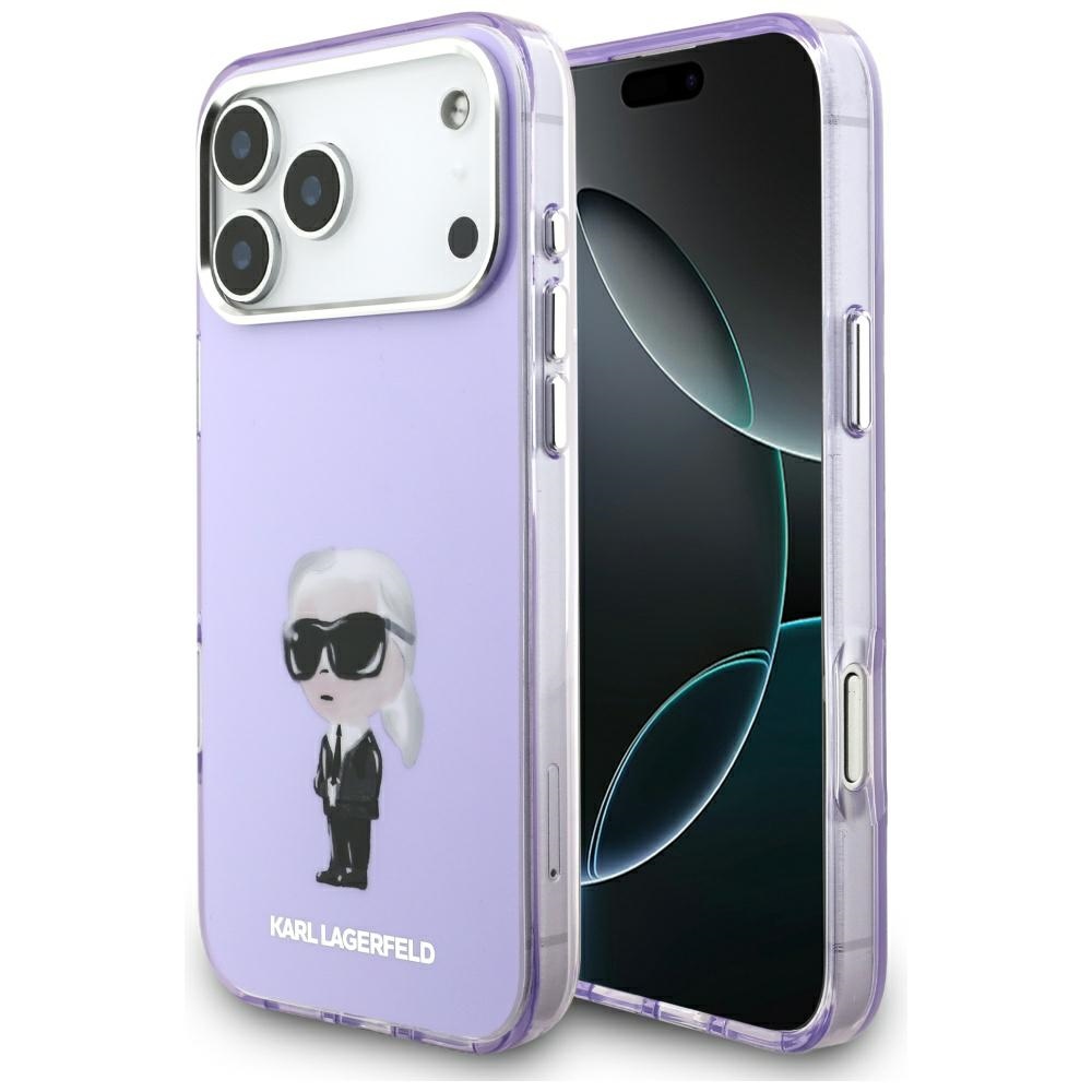Калъф за iPhone 17 Pro Max - Karl Lagerfeld IML Aquarelle MagSafe (KLHMP17XHMKMKIAQOU) - Лилав Karl & Choupette