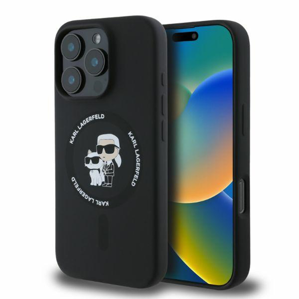 Калъф за iPhone 16 Pro - Karl Lagerfeld Silicone (KLHMP16LSCMKCRHK) - Черен