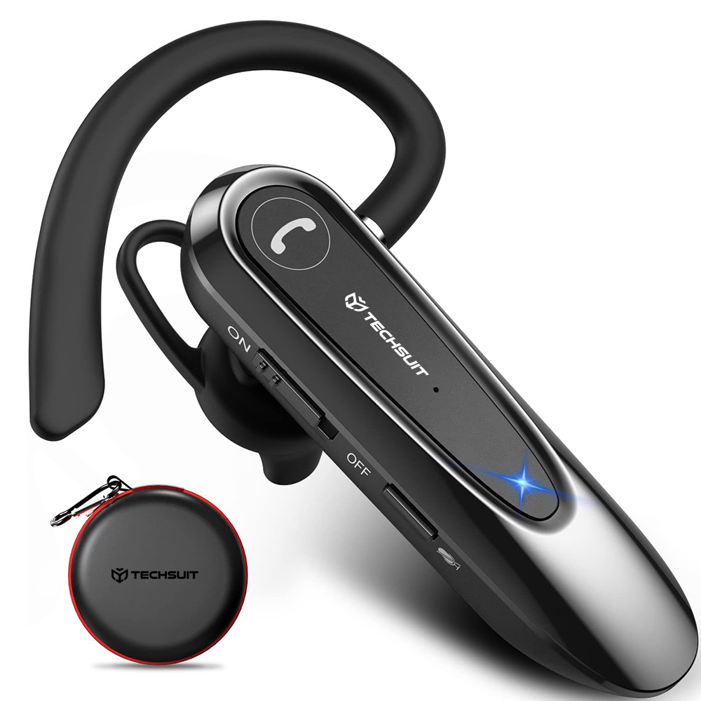 Премиум Bluetooth слушалка с микрофон, 20 часа време за разговори, Type-C - Techsuit AirTalk (CB2) - черна