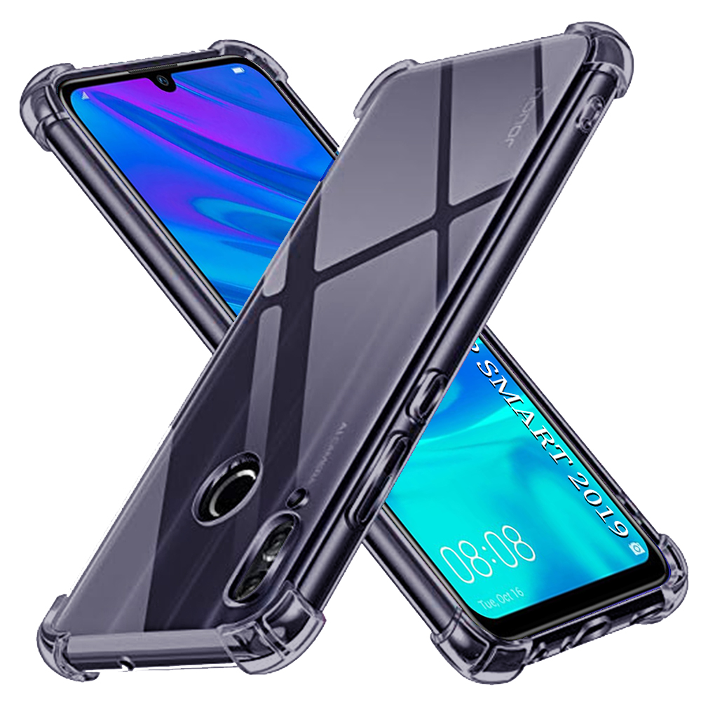 Калъф за Huawei P Smart 2019 - Techsuit Shockproof Прозрачен Silicone - Smoke Черен