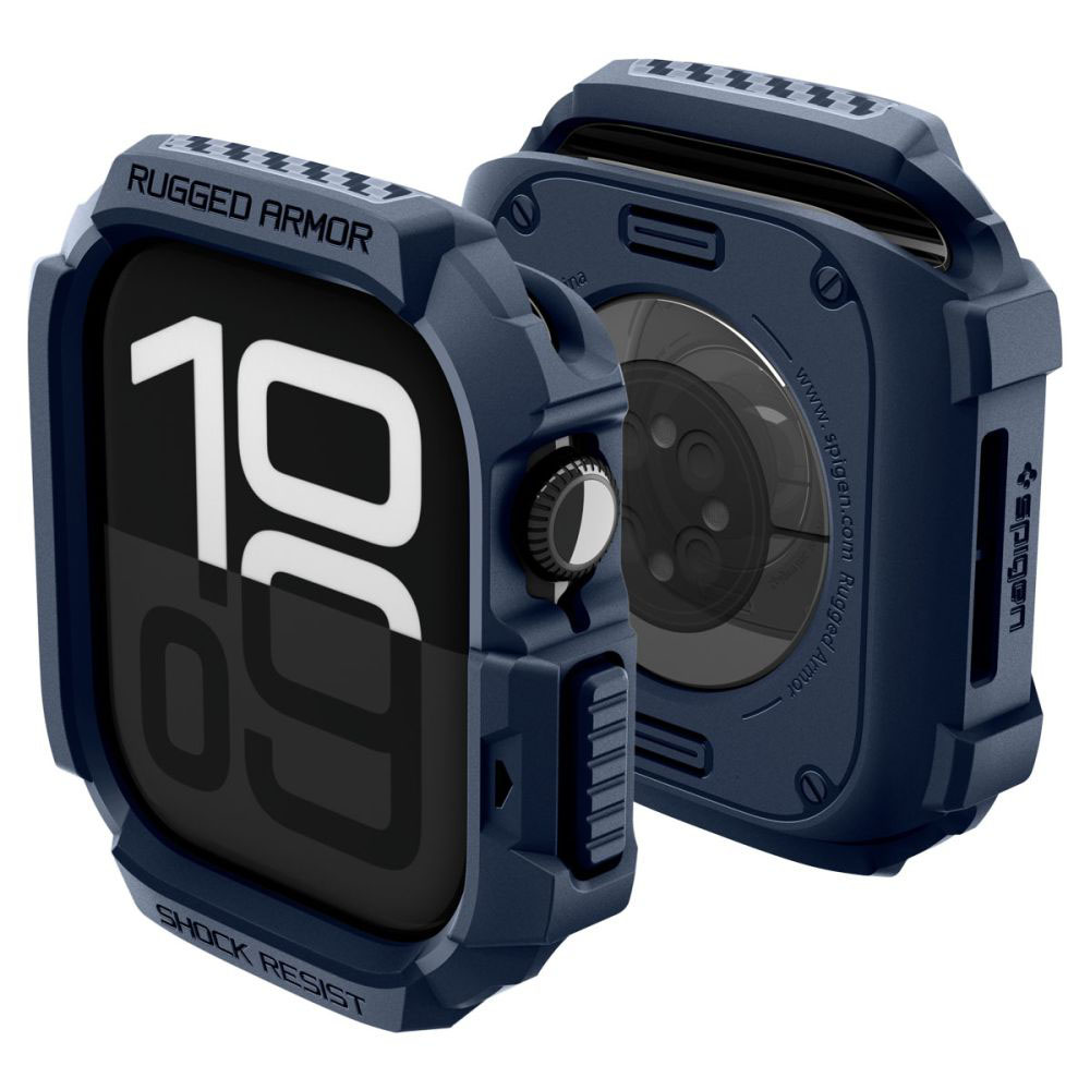 Калъф за Apple Watch 10 42mm / Watch 11 42mm - Spigen Rugged Armor V2 (ACS10492) - Тъмносин Син