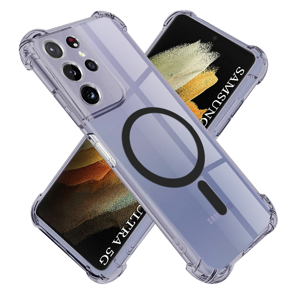 Калъф за Samsung Galaxy Galaxy S21 Ultra 5G - Techsuit Shockproof Прозрачен Silicone MagSafe - Smoke Черен