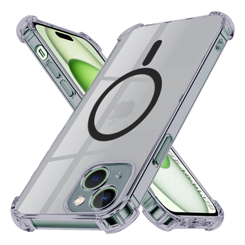 Калъф за iPhone 15 Plus - Techsuit Shockproof Прозрачен Silicone MagSafe - Smoke Черен