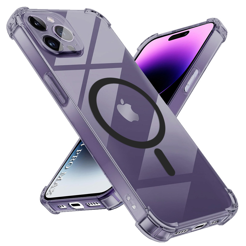 Калъф за iPhone 14 Pro Max - Techsuit Shockproof Прозрачен Silicone MagSafe - Smoke Черен