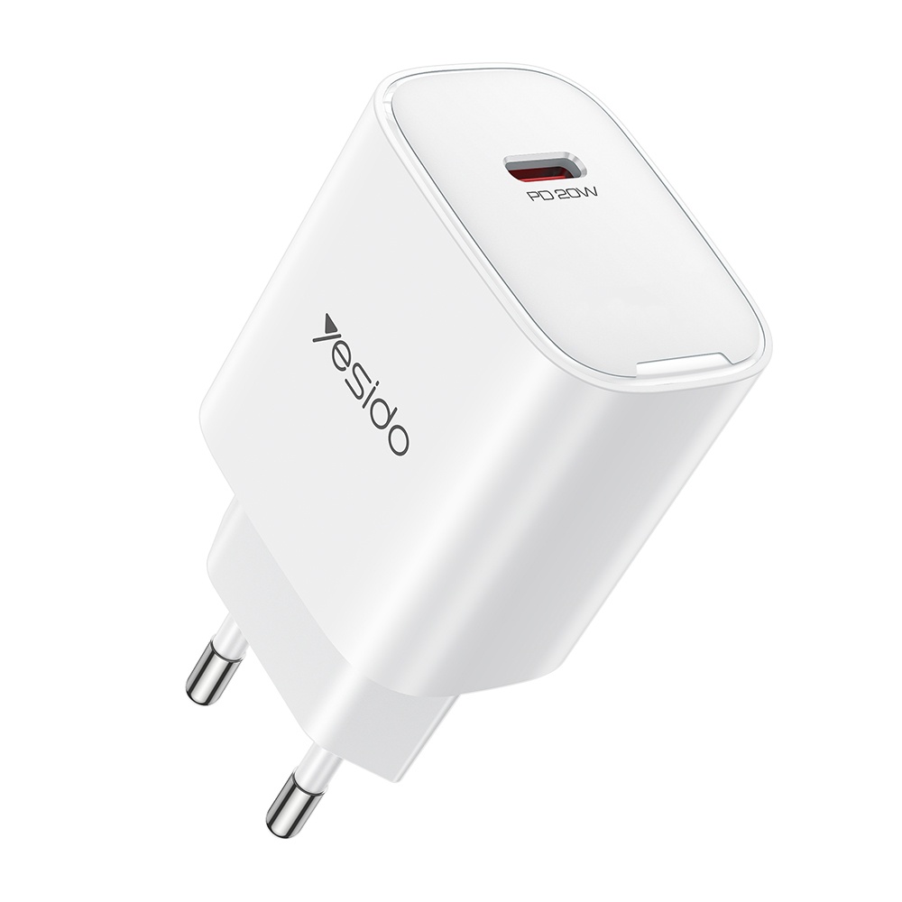 Зарядно за контакт Type-C, 20W - Yesido (YC01E) - Бяло
