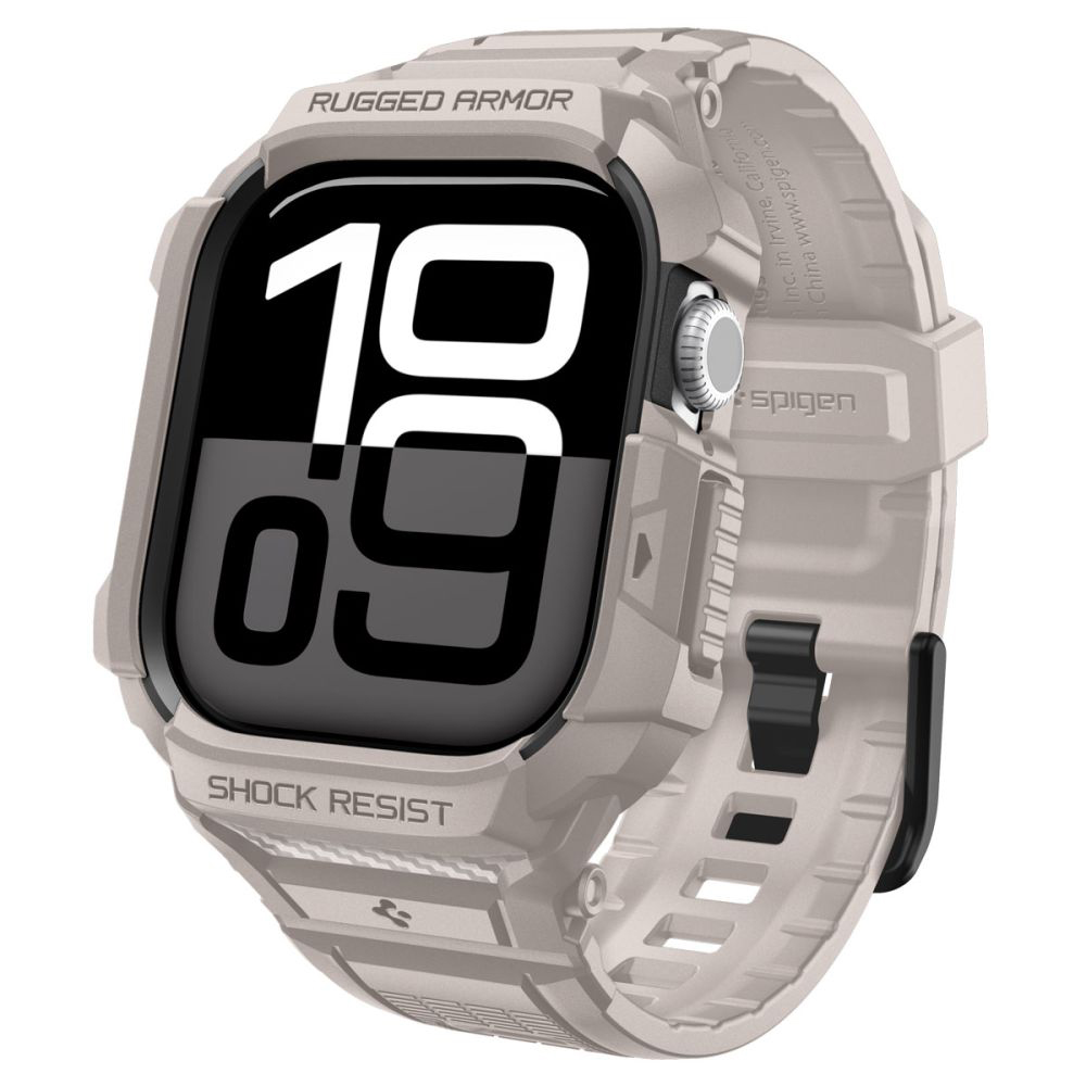 Калъф за Apple Watch 10 42mm / Watch 11 42mm + каишка - Spigen Rugged Armor Pro V2 (ACS10496) - Dune Бежов