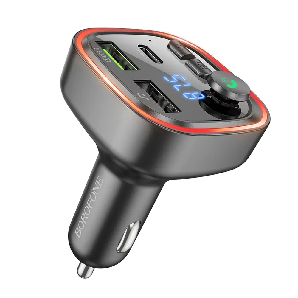 Автомобилен модулатор BT5.0, 2x USB, Type-C, QC3.0, 18W, U-Disk - широка слушалка (BC48) - черна