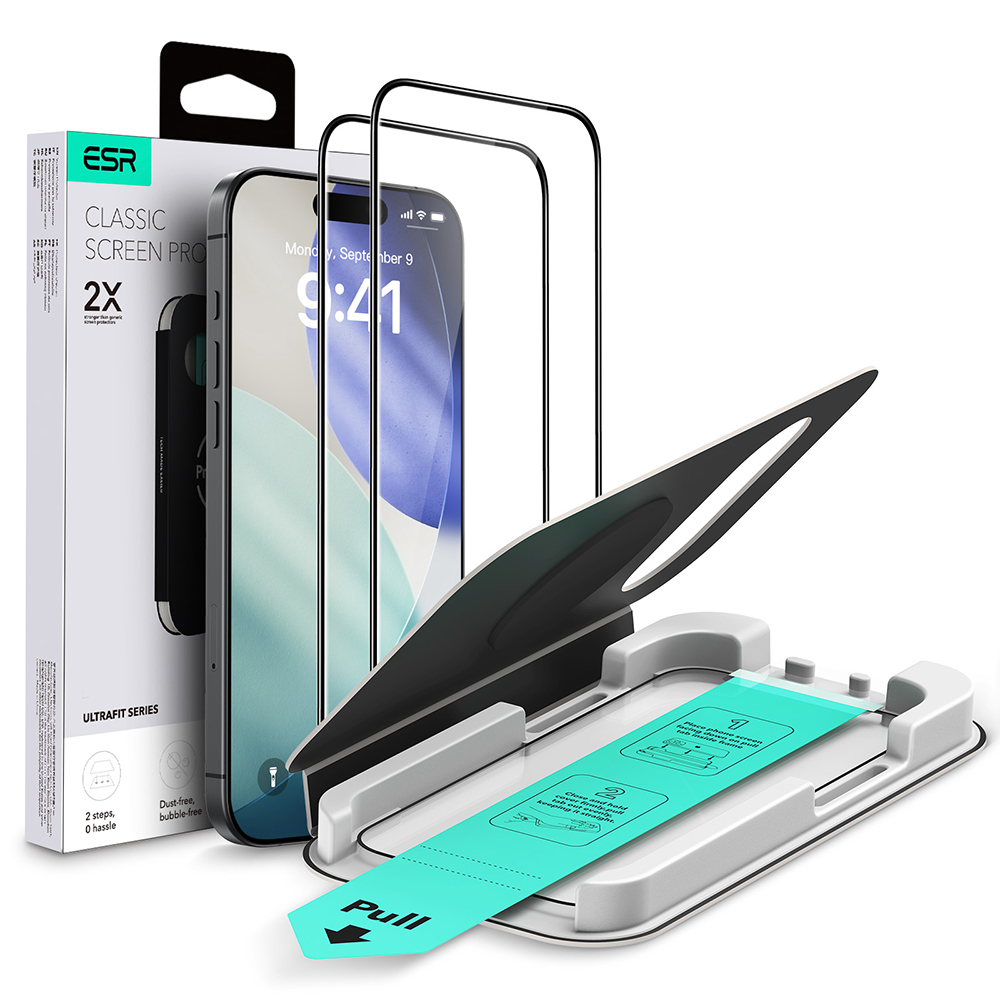 Калъф за iPhone 17 Pro (комплект 2) - ESR Tempered Glass UltraFit - Черен