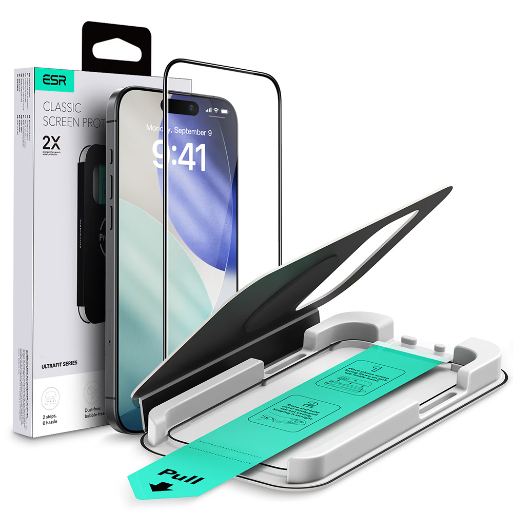 Калъф за iPhone 16 Pro/ iPhone 17 - ESR Tempered Glass UltraFit - Черен