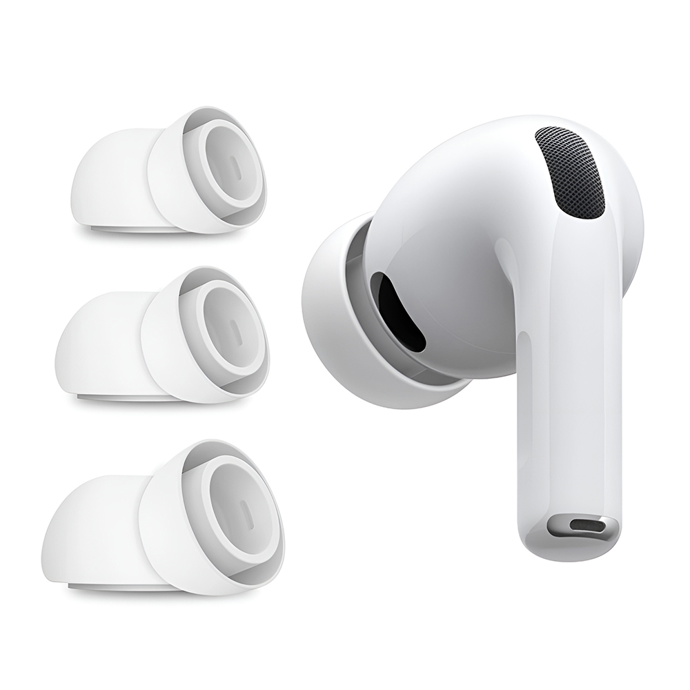 Силиконови тапи за уши за AirPods Pro 3, XS, S, L (комплект от 3) - Techsuit AirVibe (ET2) - Бял