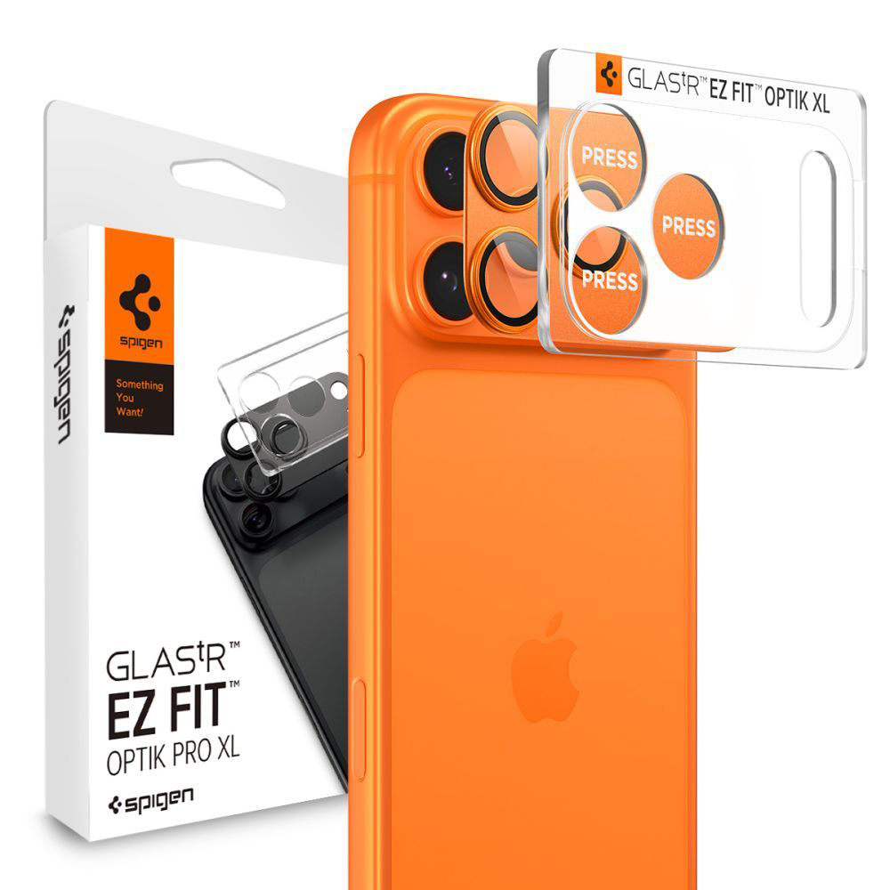 Калъф за камера за iPhone 17 Pro - Spigen Glas.tR Optik EZ Fit Pro XL (AGL10645) - Оранжев