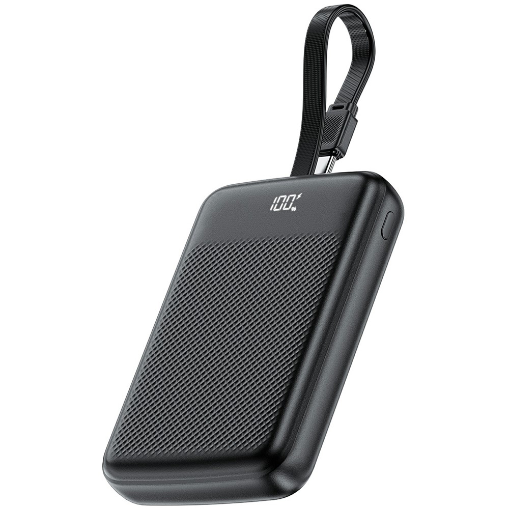 Външна батерия, Type-C, 10000mAh, USB-C кабел, LED дисплей - Acefast (M13-10000) - Черен