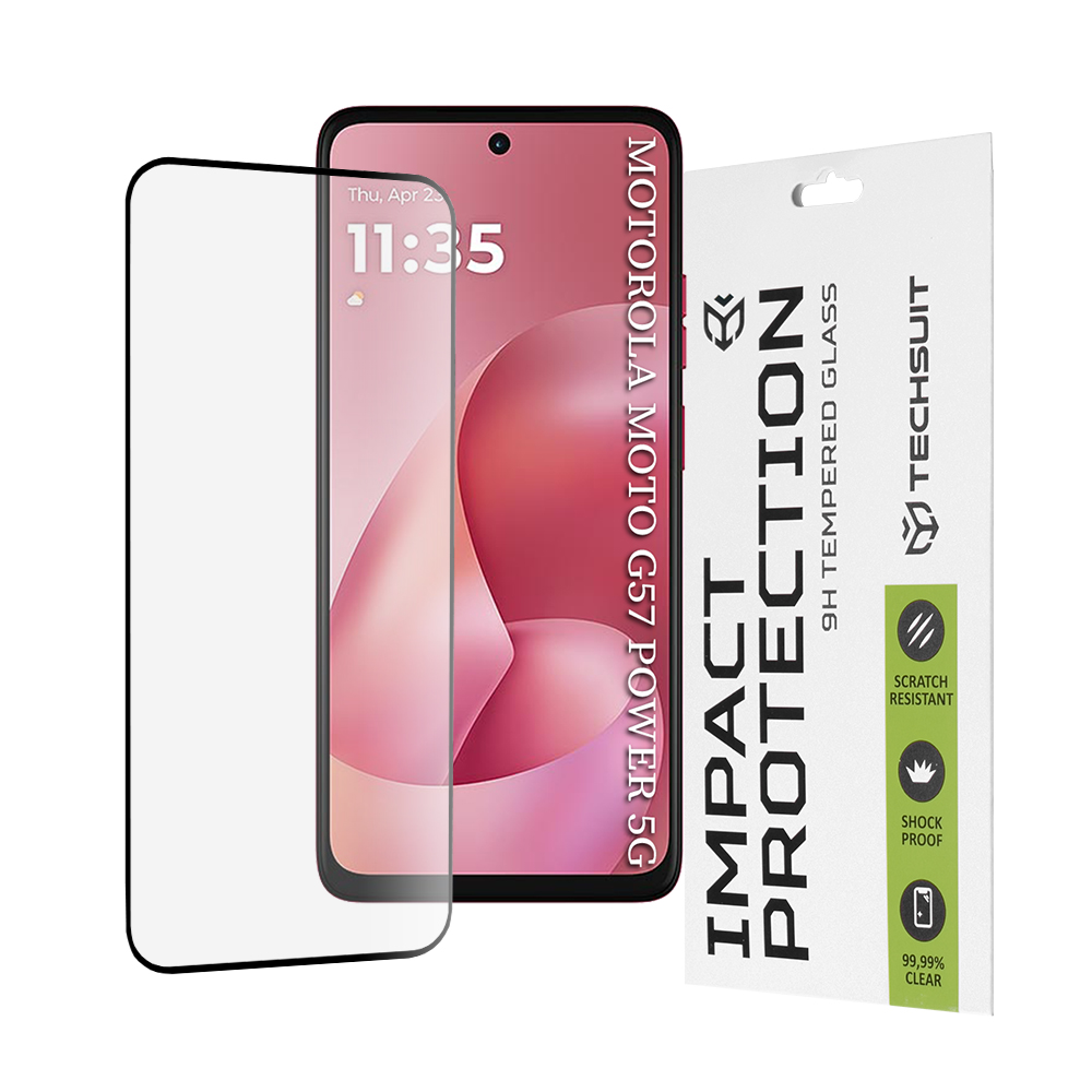 Капак за Motorola Moto Moto G57 Power / G67 Power - Techsuit 111D Full Cover / Full Glue Glass - Черен