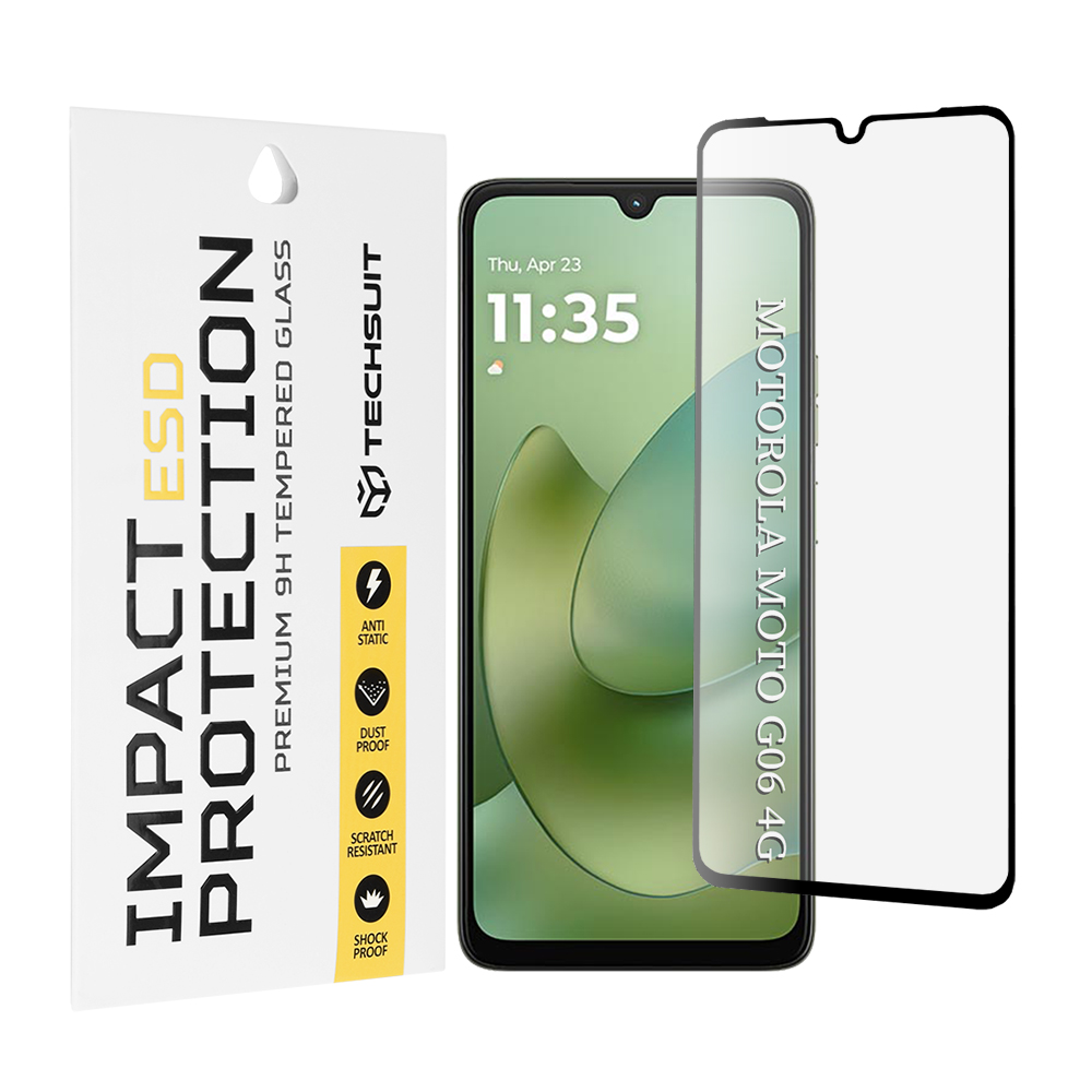 Капак за Motorola Moto G06 / Moto G06 Power - Techsuit ESD Glass - Черен