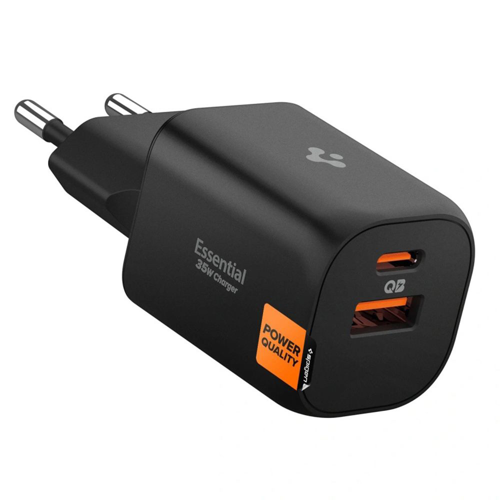 Зарядно устройство за Priza, USB, Type-C, 35W, бързо зареждане, Quantum Boost - Spigen Essential EE352EU (ACH09463) - черно