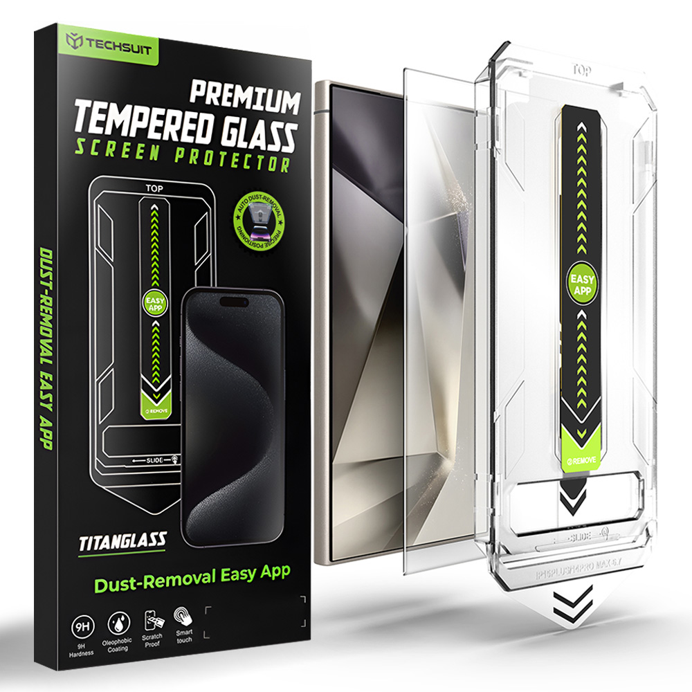 Калъф за Samsung Galaxy S24 Ultra - Techsuit TitanGlass CrystalHD [съвместим с отключване с пръстов отпечатък] - Прозрачен