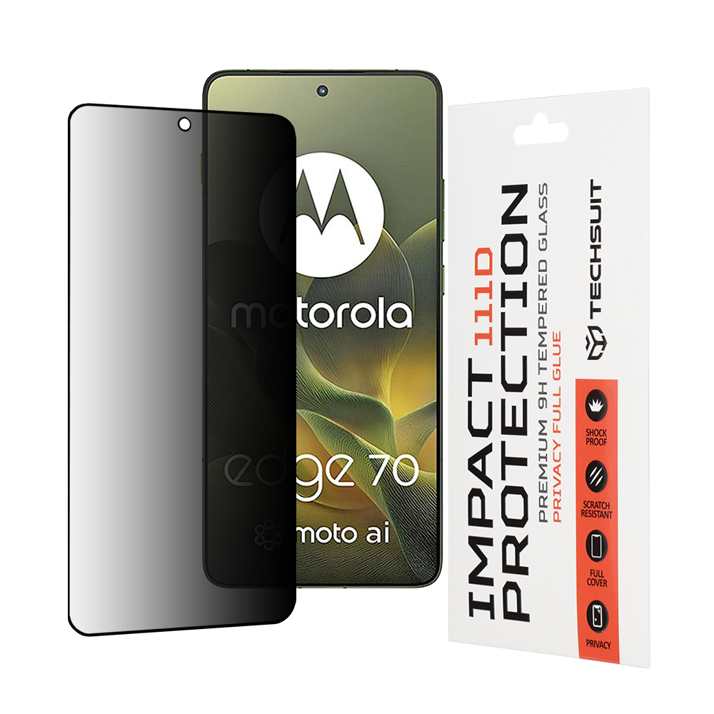 Капак за Motorola Edge 70 - Techsuit 111D Privacy Full Glue - Черен