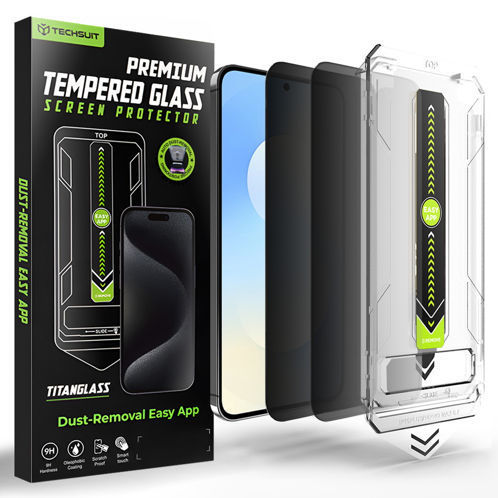 Калъф за Samsung Galaxy S25 FE / A57 (комплект 2) - Techsuit TitanGlass CrystalHD [Съвместимо отключване с пръстов отпечатък] - Поверителност