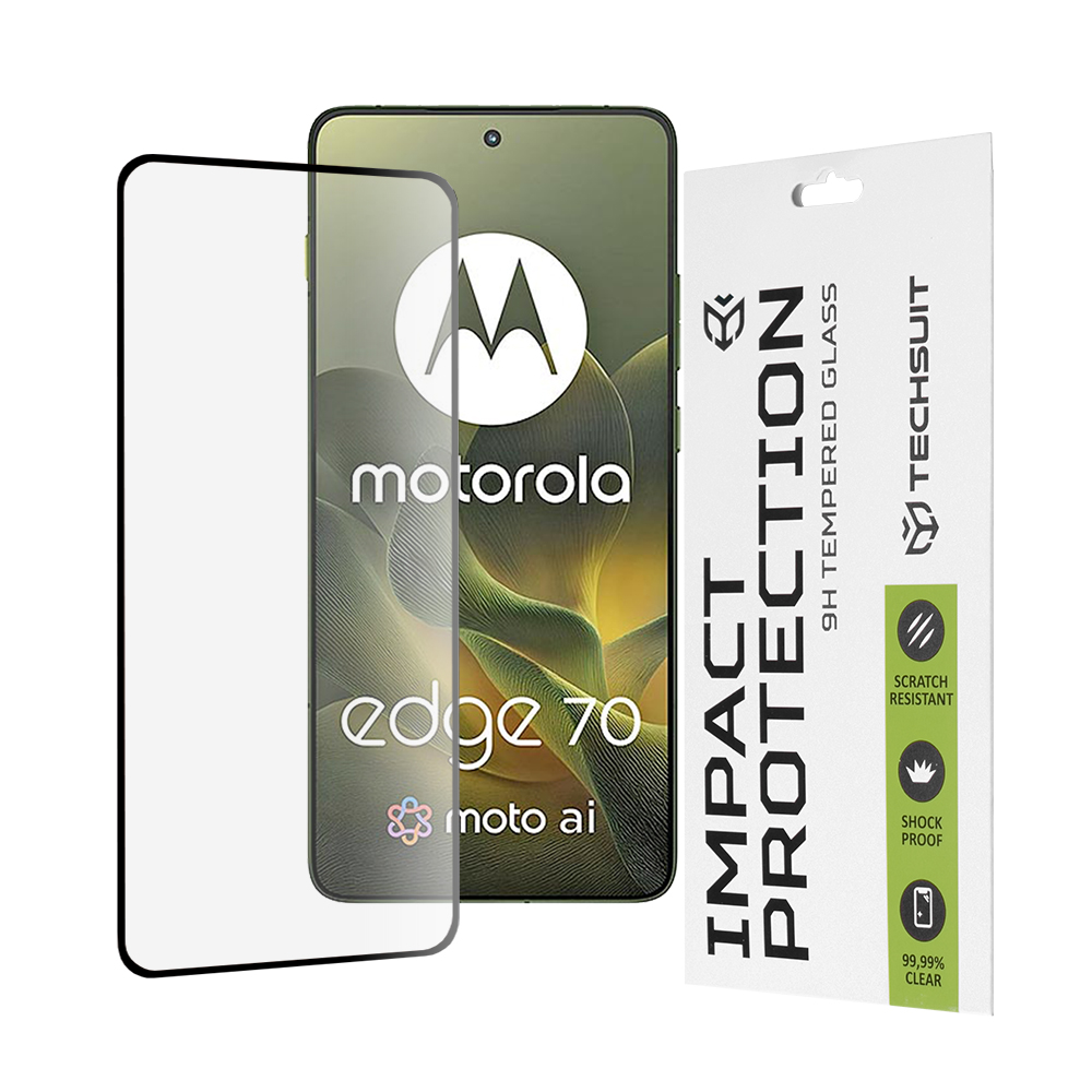 Капак за Motorola Edge 70 - Techsuit 111D Full Cover / Full Glue Glass - Черен