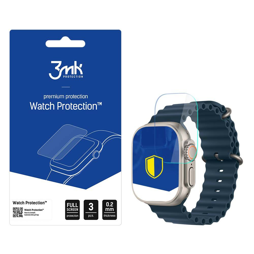 Калъф за Apple Watch Ultra / Ultra 2 / Ultra 3 (комплект 3) - 3mk FlexibleGlass - Прозрачен
