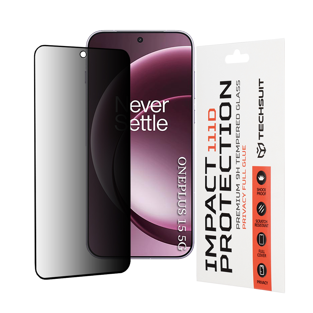 Фолио за OnePlus 15 - Techsuit 111D Privacy Full Glue - черно