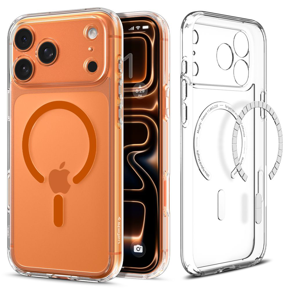 Калъф за iPhone 17 Pro - Spigen Ultra Hybrid MagSafe (ACS11112) - Прозрачен / Оранжев