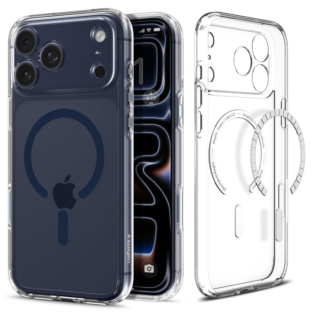 Калъф за iPhone 17 Pro Max - Spigen Ultra Hybrid MagSafe (ACS11108) - Прозрачен / Deep Син