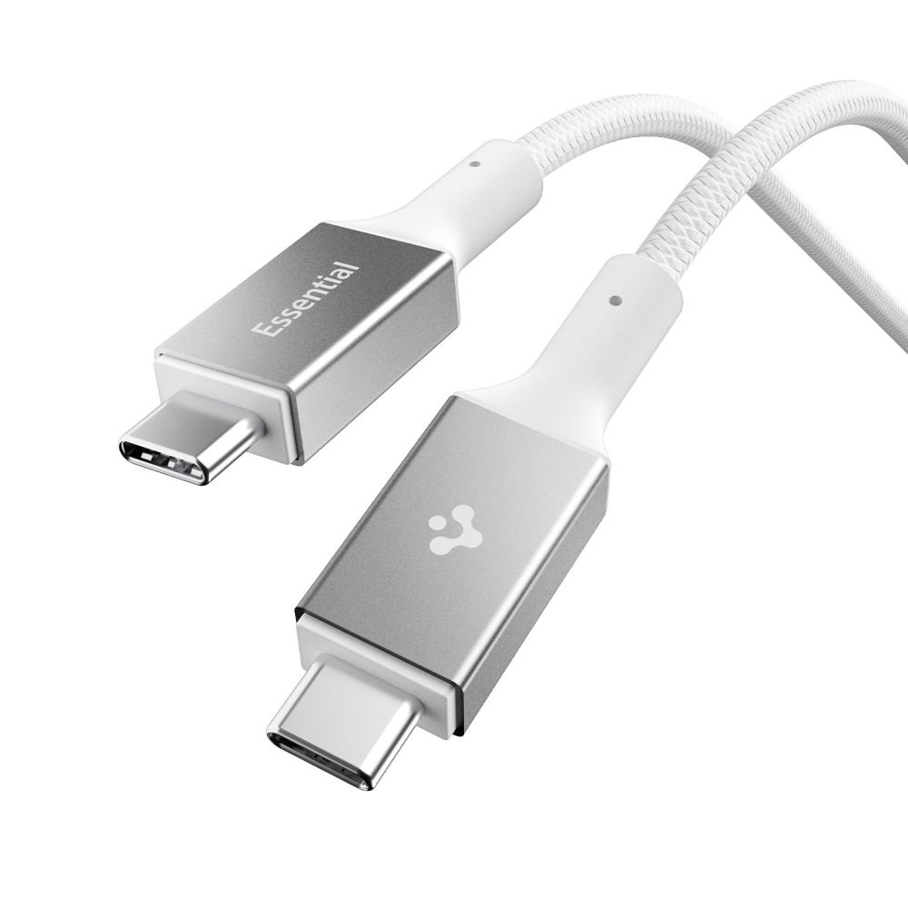 Кабел Type-C към Type-C, 100W, 5Gbps, 1m - Spigen Essential EB10010CC (ACA08774) - Бял