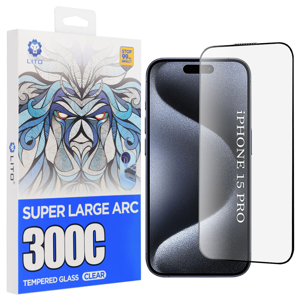 Скрийн протектор за iPhone 15 Pro - Lito D+ Max 300C - Черен