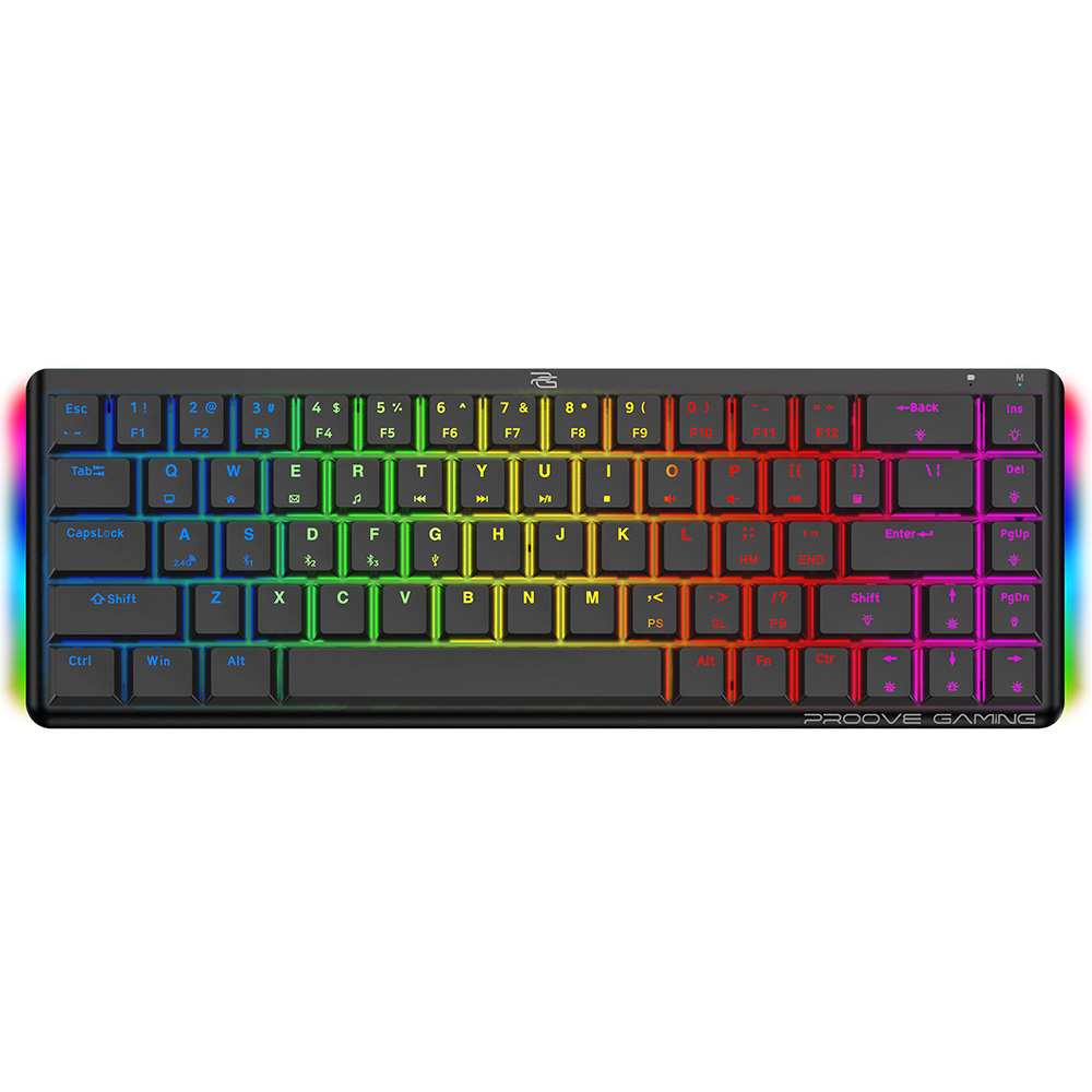 Безжична клавиатура, Bluetooth, Type-C, RGB, 1500mAh - Proove (WKAFKEN22001) - Черна