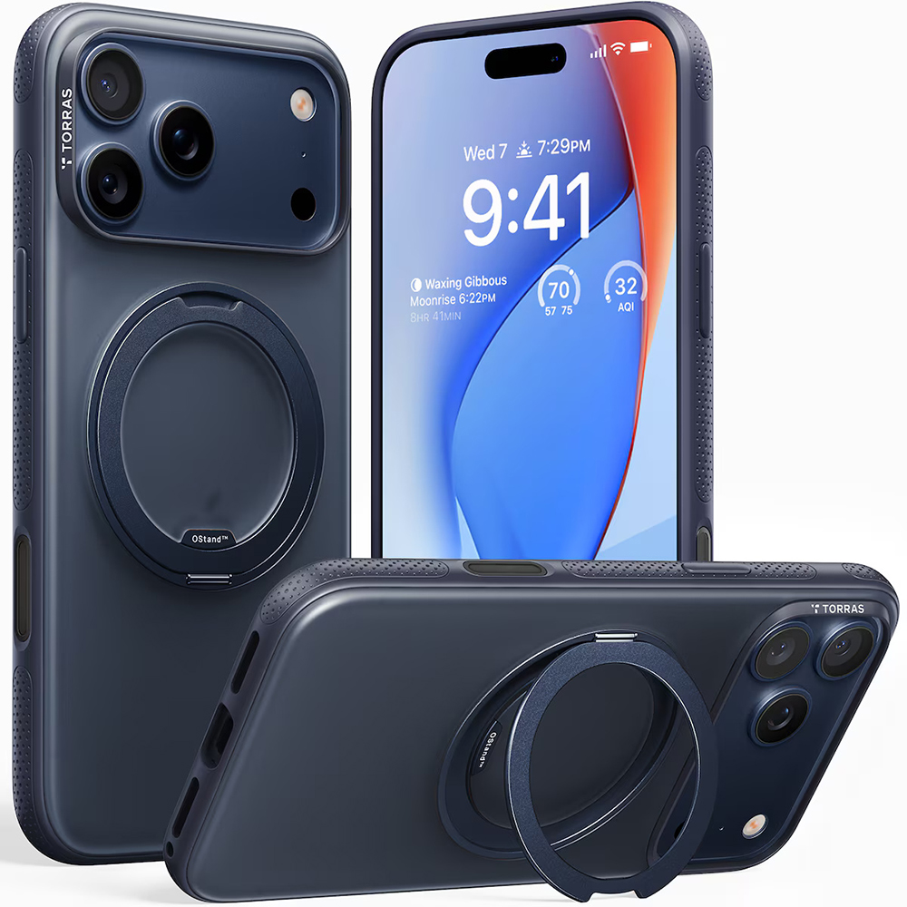 Калъф за iPhone 17 Pro Max - Torras Ostand R Fitness Series - Тъмносин Син