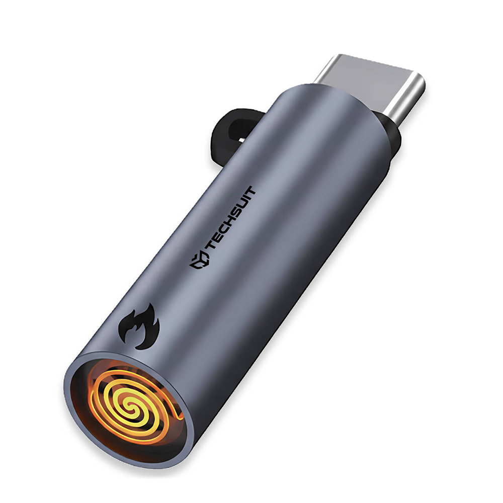 Електрическа алуминиева запалка с Type-C, 6W - Techsuit SmokeX (ML1) - Сива