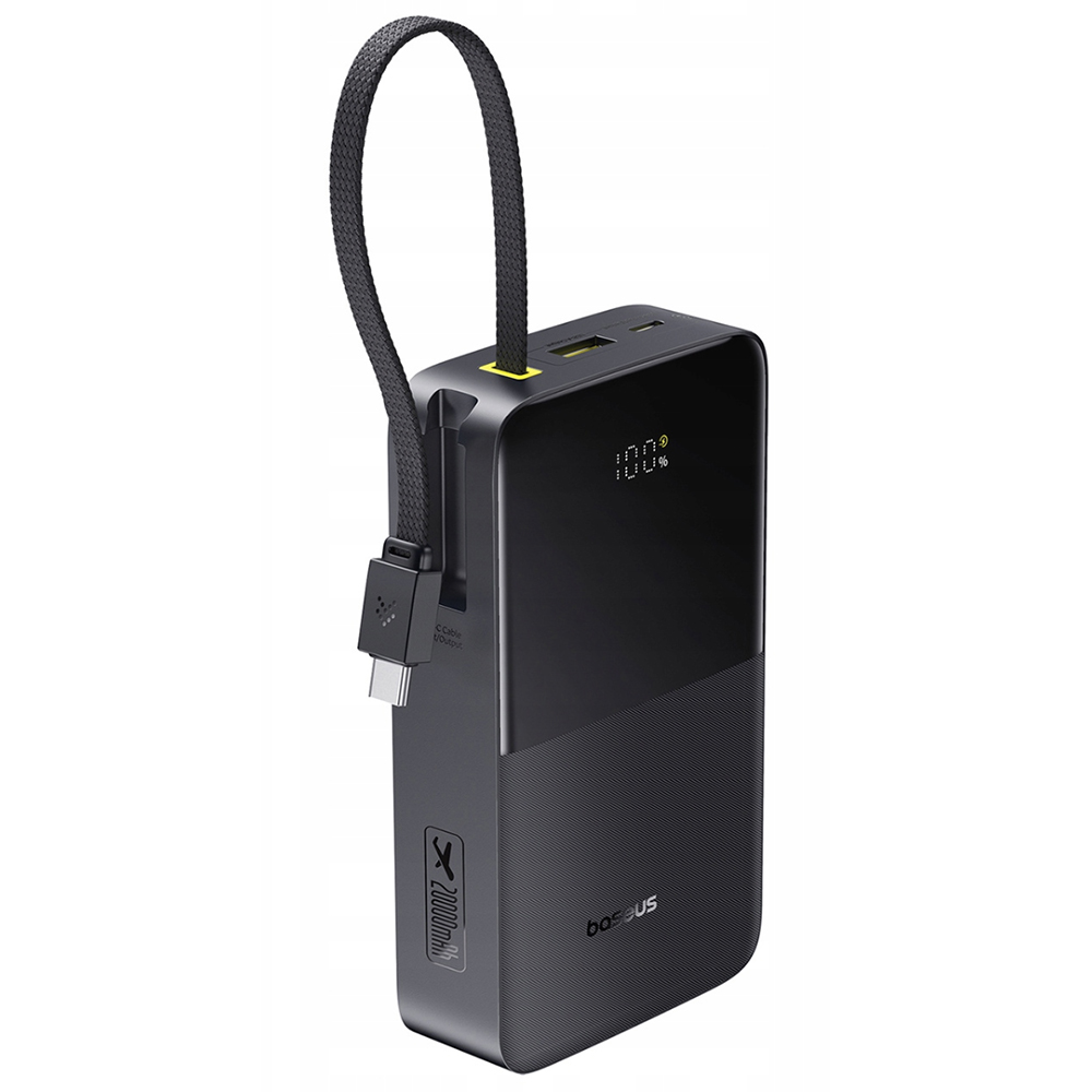 Външна батерия, включен USB-C кабел, 20000 mAh, 22,5 W, цифров дисплей - Baseus (E0027701) - Cosmic Черен