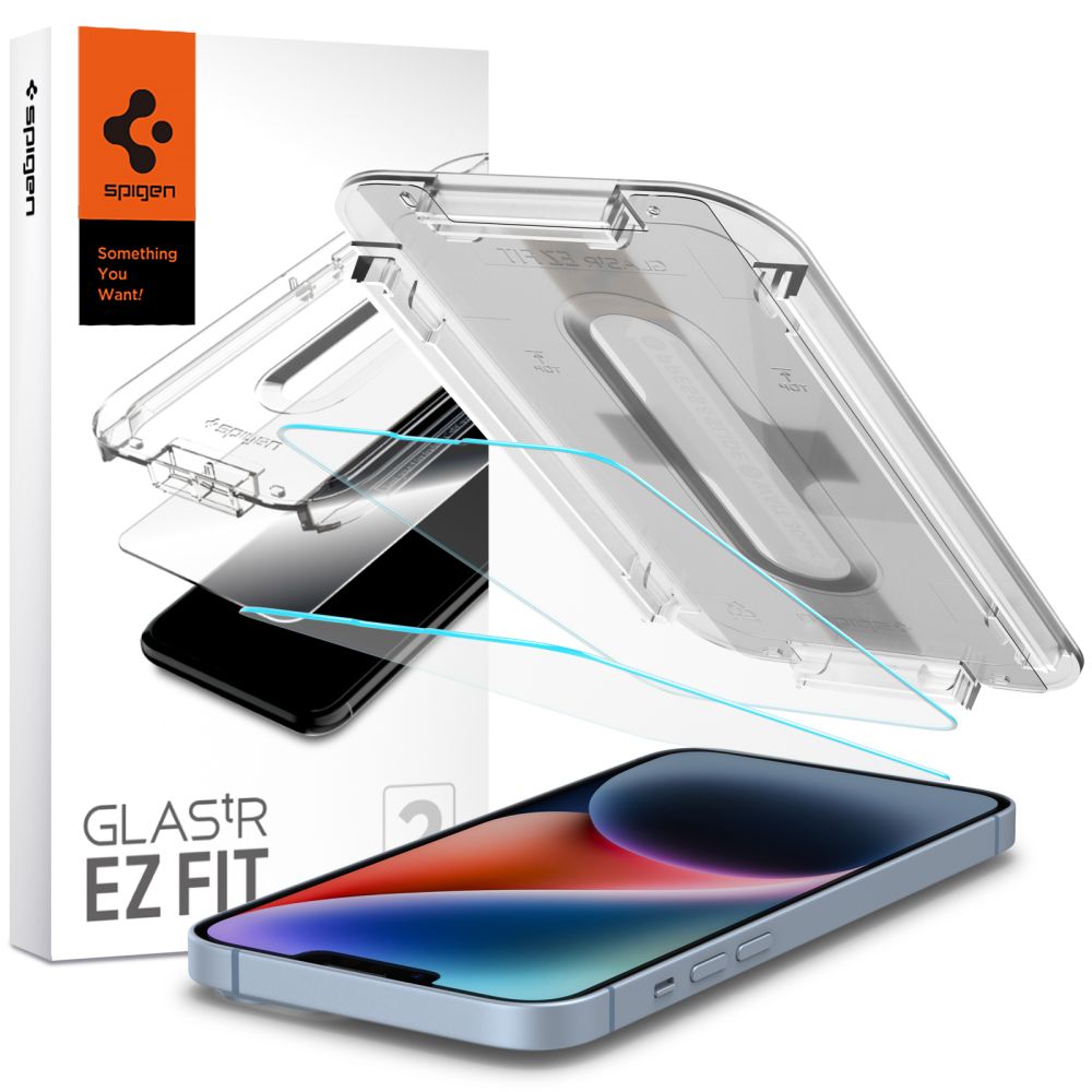 Калъф за iPhone 13 / iPhone 13 Pro / iPhone 14 / iPhone 16e / iPhone 17e (комплект 2) - Spigen Glas.tR EZ FIT (AGL03385) - Прозрачен