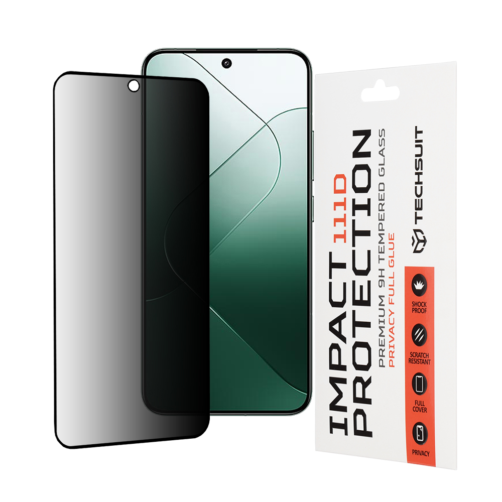 Калъф за Xiaomi 14 - Techsuit 111D Privacy Full Glue - Черен