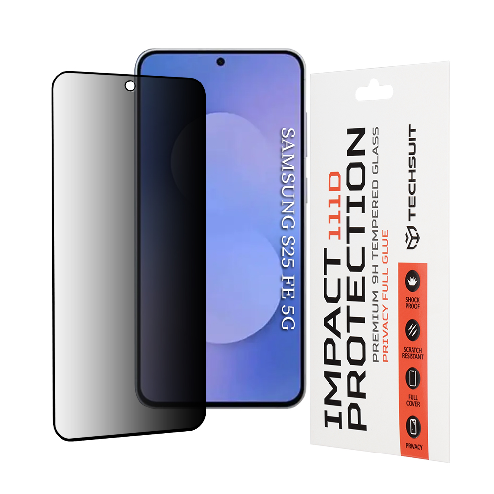 Калъф за Samsung Galaxy S25 FE - Techsuit 111D Privacy Full Glue - Черен