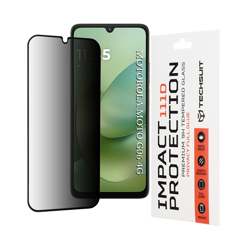 Капак за Motorola Moto G06 / Moto G06 Power - Techsuit 111D Privacy Full Glue - Черен