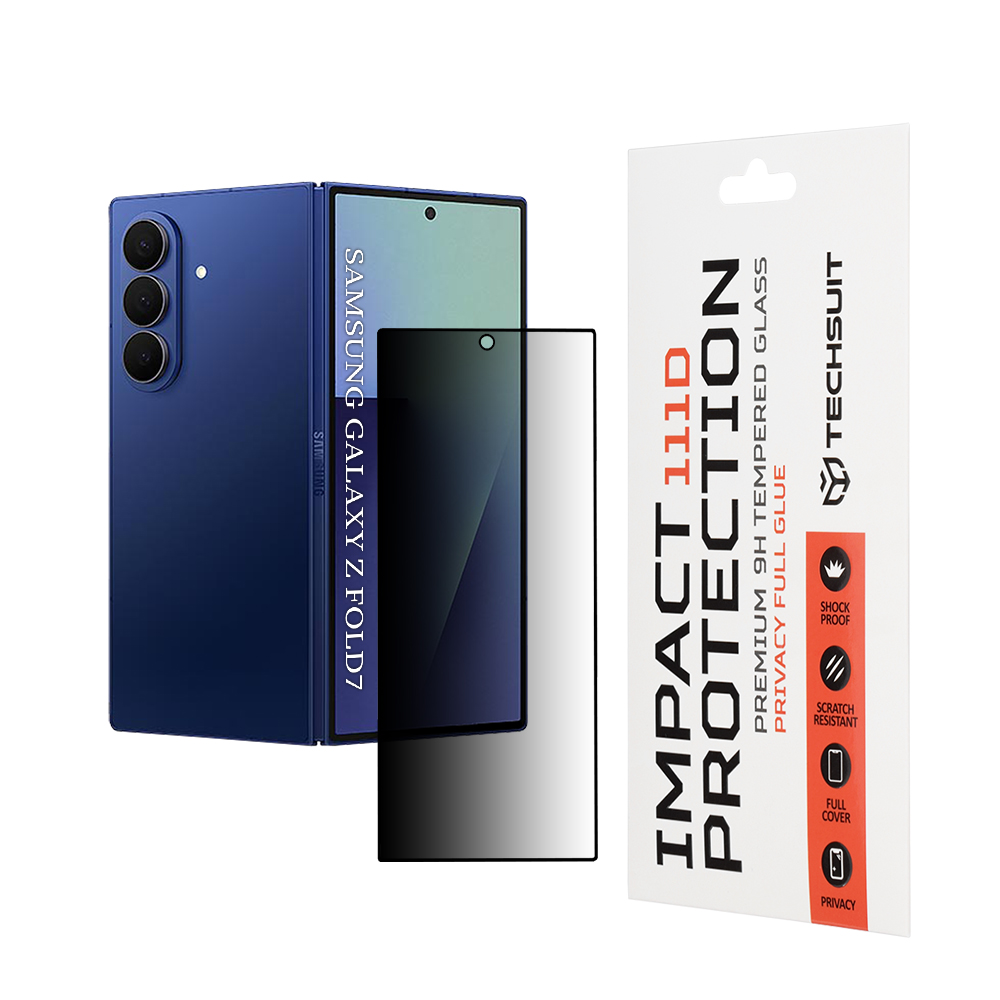 Капак за Samsung Galaxy Z Fold7 - Techsuit 111D Privacy Full Glue [Front Screen] - Черен