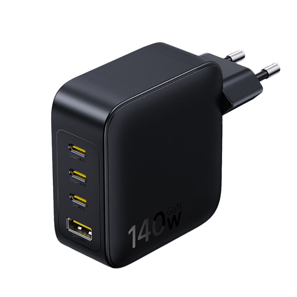 Зарядно за контакт, 3x USB-C, 1x USB-A, 140W, GaN - Baseus EnerFill FH11 (E0121J00) - Космическо черно