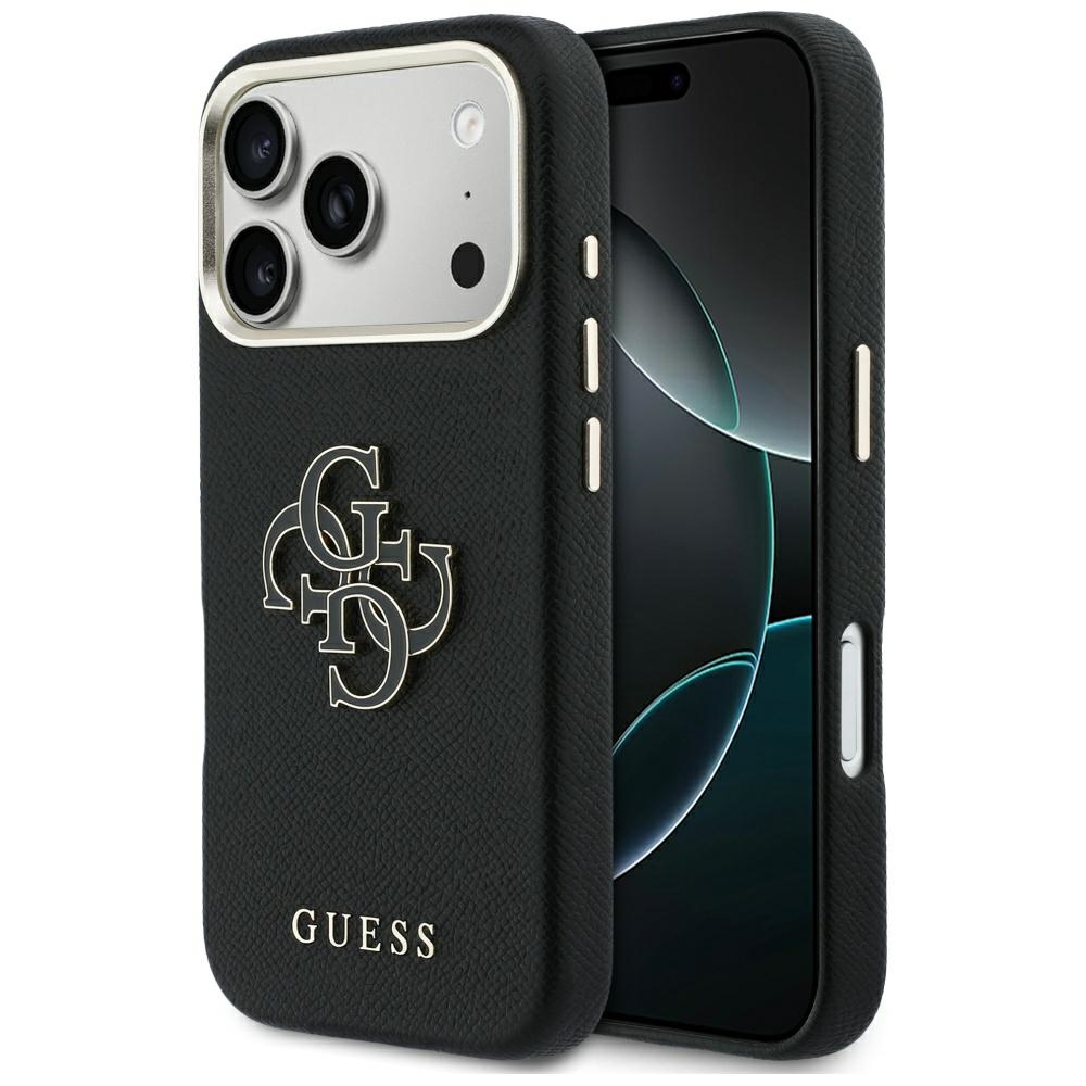 Калъф за iPhone 17 Pro - Guess Hardcase Resin Logo (GUHCP17L5PS4RGGK) - Черен