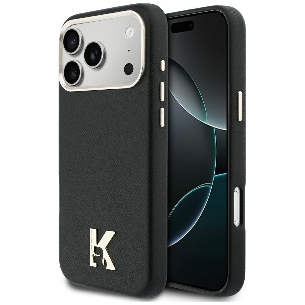 Калъф за IPhone 17 Pro Max - Karl Lagerfeld Hardcase Leather Khead Logo MagSafe (KLHMP17X5PGFKHGK) - Черен