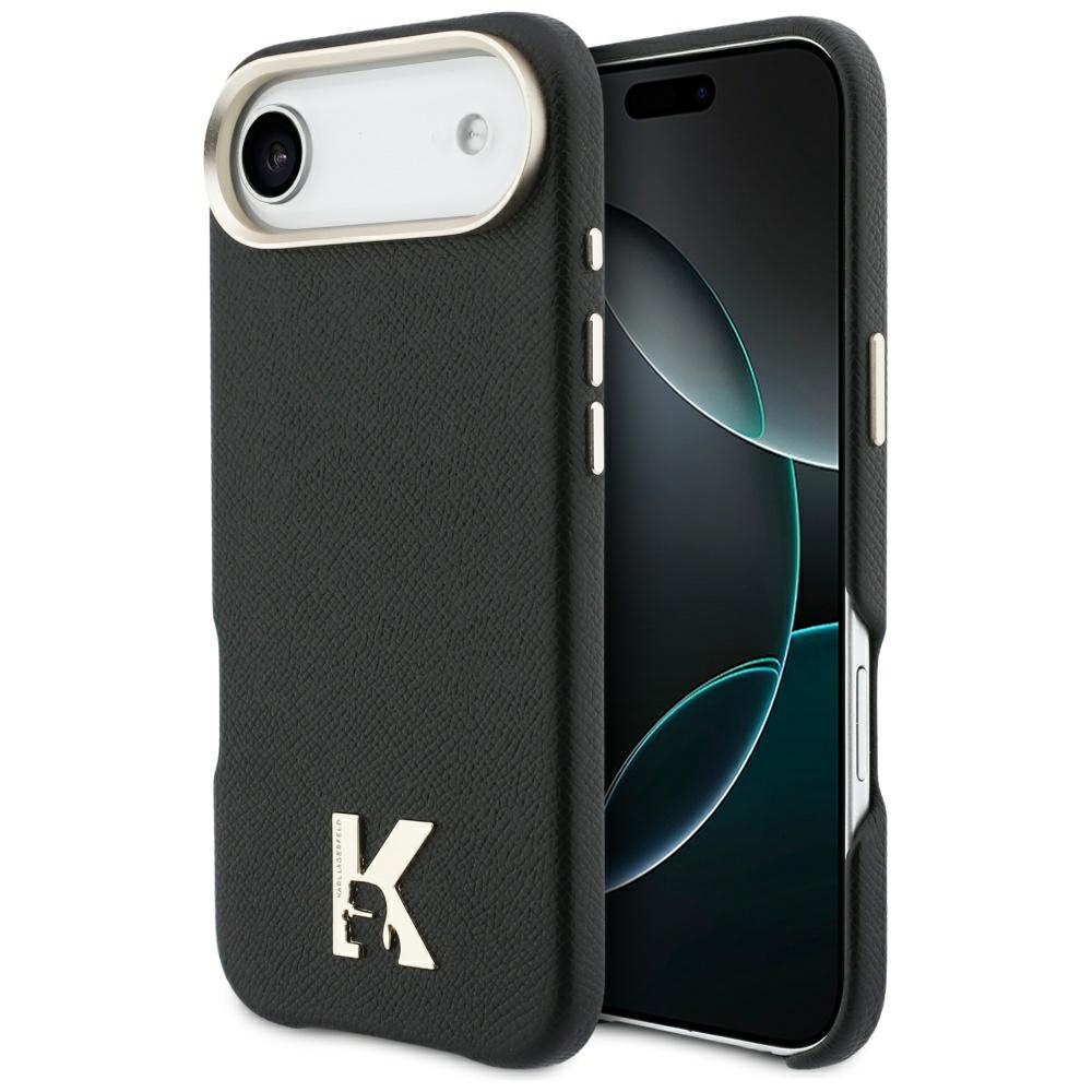 IPhone 17 Air Case - Karl Lagerfeld Hardcase Leather Khead Logo MgSafe (KLHMP17M5PGFKHGK) - Черен
