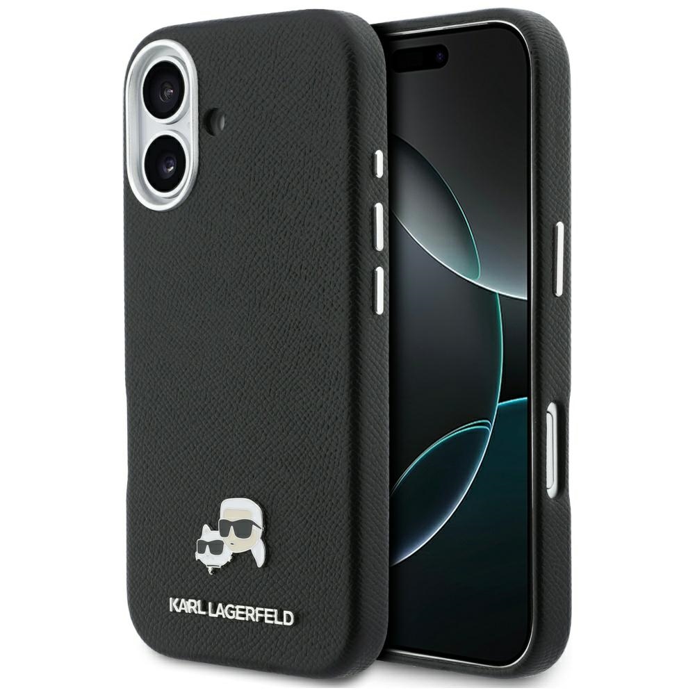 Калъф за IPhone 17 - Karl Lagerfeld Hardcase Leather K&C Head Pin MagSafe (KLHMP17S6PFKCLK) - Черен