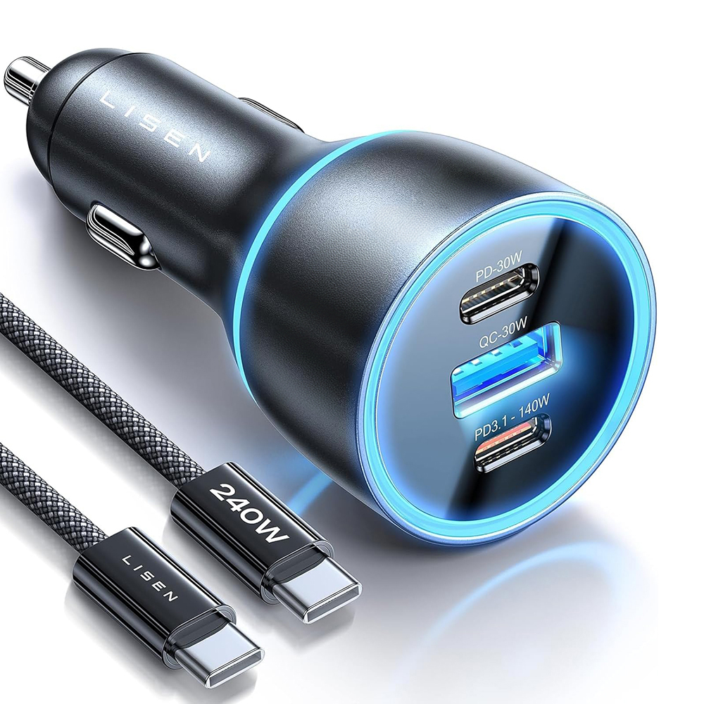 Зарядно за кола, USB, USB-C, 170W, 170W, 2m - Lisen (YL022225060006) - Черно