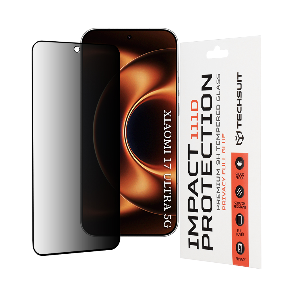 Калъф за Xiaomi 17 Ultra - Techsuit 111D Privacy Full Glue - Черен